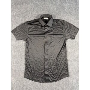 Collars and Co Polo‎ Shirt Mens Small Black Short Sleeve Dress Collar Button Up